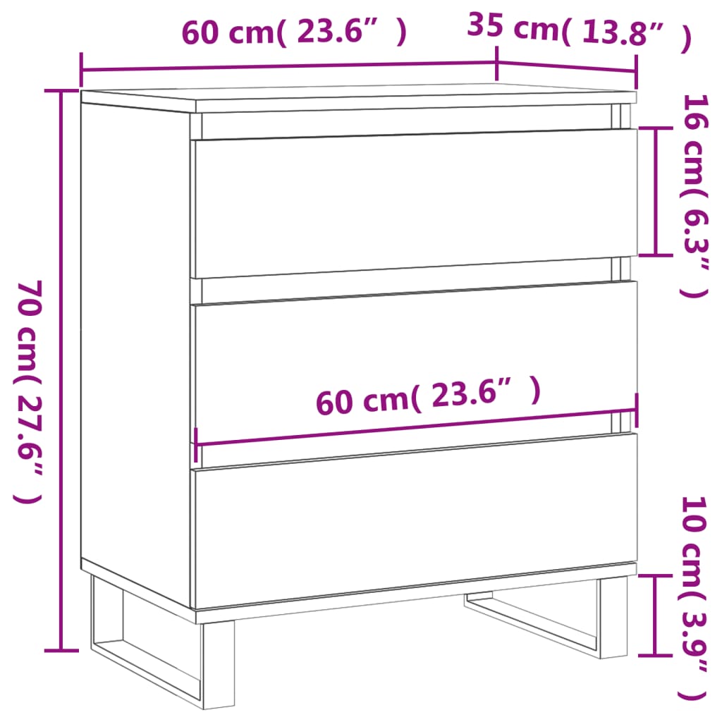 Ντουλάπι Γκρι Sonoma 60x35x70 εκ. από Επεξεργασμένο Ξύλο - Pakobazaar