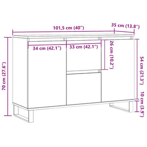 Μπουφές Γκρι Σκυροδέματος 101,5x35x70 εκ. από Επεξεργασμένο Ξύλο