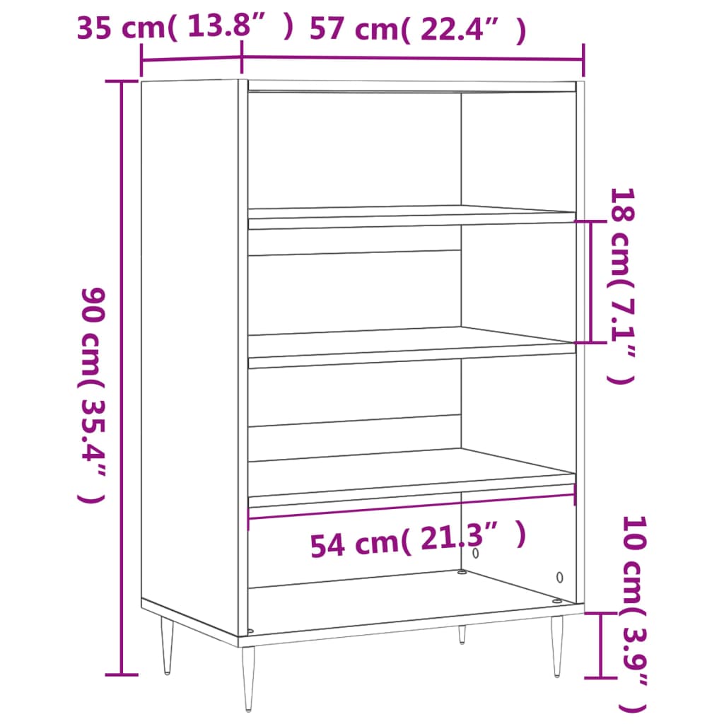 Ραφιέρα Μαύρη 57 x 35 x 90 από Επεξεργασμένο Ξύλο