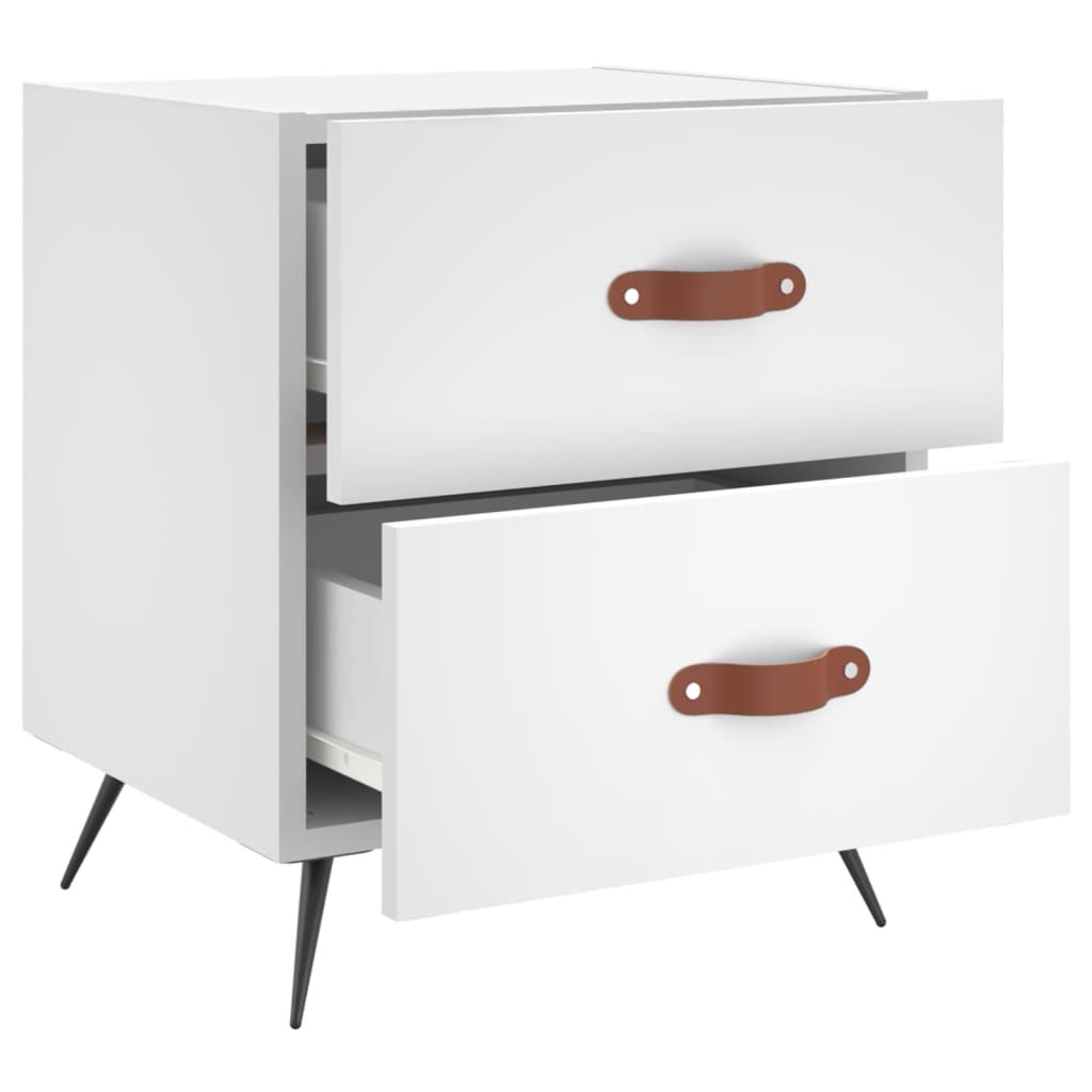 Κομοδίνο Λευκό 40 x 35 x 47,5 εκ. από Επεξεργασμένο Ξύλο