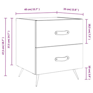 Κομοδίνο Γυαλιστερό Λευκό 40 x 35 x 47,5 εκ. Επεξεργασμένο Ξύλο