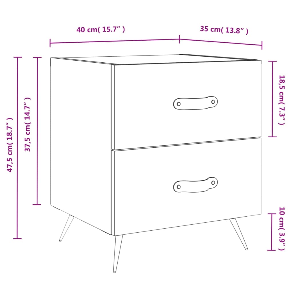 Κομοδίνο Γκρι Sonoma 40 x 35 x 47,5 εκ. από Επεξεργασμένο Ξύλο - Pakobazaar