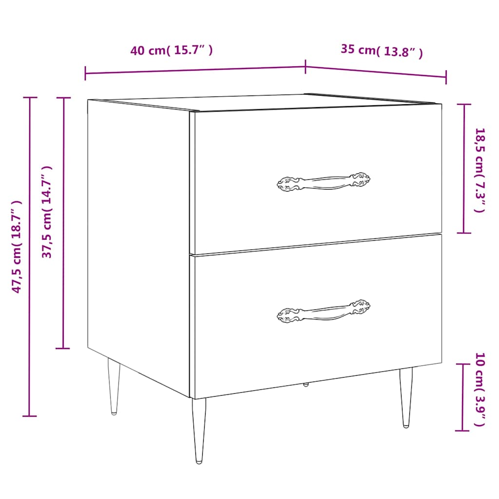Κομοδίνο Γκρι Sonoma 40 x 35 x 47,5 εκ. από Επεξεργασμένο Ξύλο