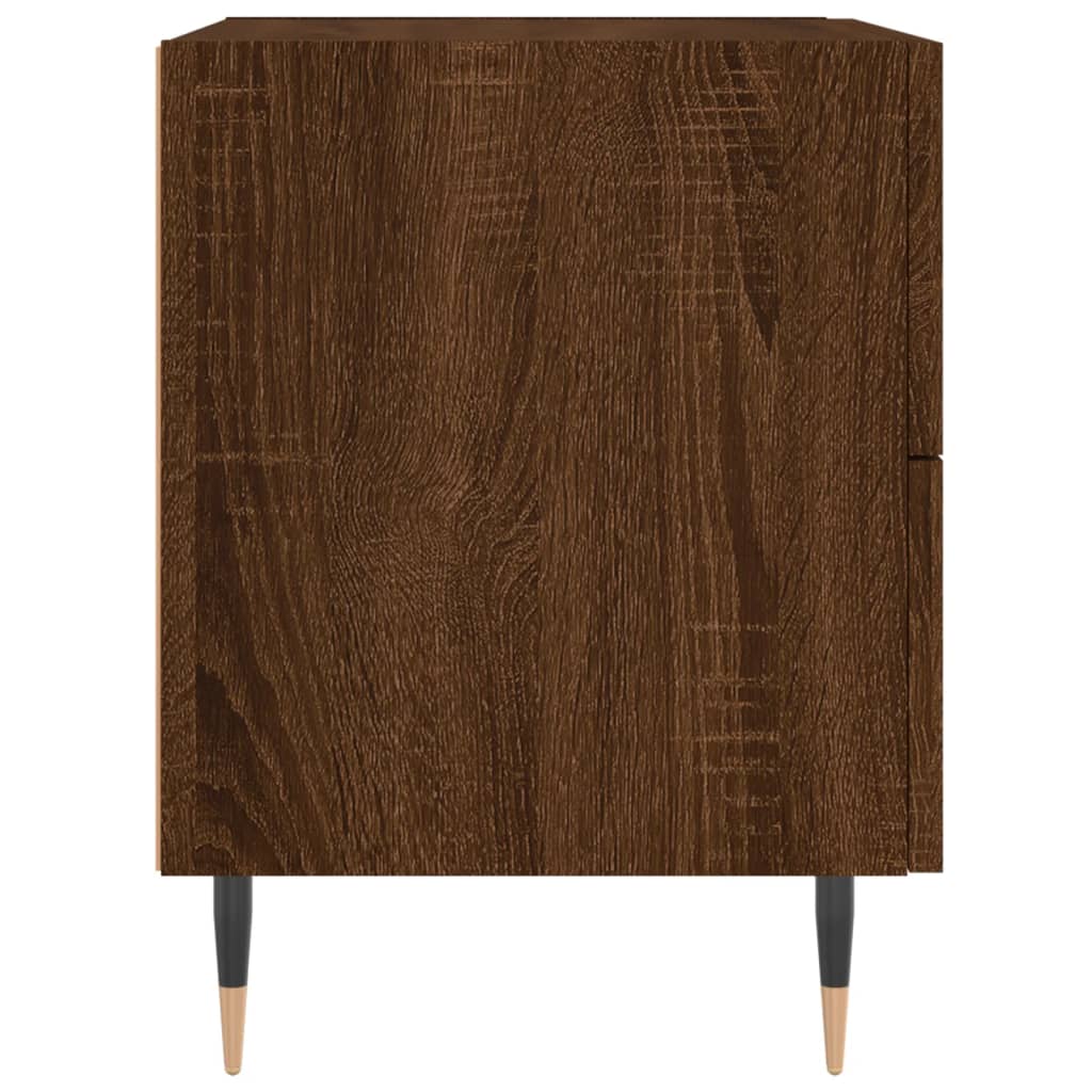 Κομοδίνα 2 τεμ. Καφέ Δρυς 40 x 35 x 47,5 εκ. από Επεξεργ. Ξύλο