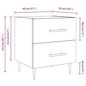 Κομοδίνο Γυαλιστερό Λευκό 40 x 35 x 47,5 εκ. από Επεξεργ. Ξύλο
