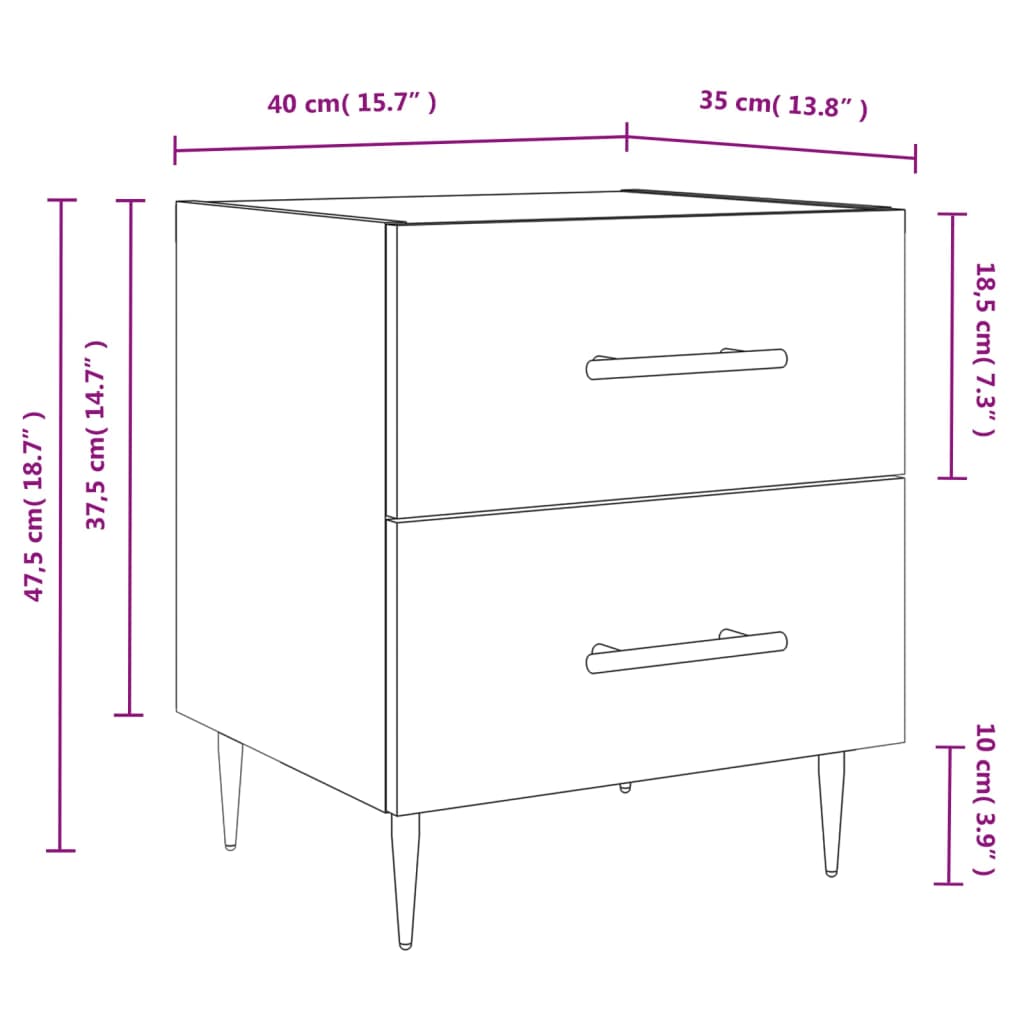 Κομοδίνο Γκρι Sonoma 40 x 35 x 47,5 εκ. από Επεξεργασμένο Ξύλο