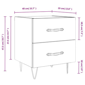 Κομοδίνο Λευκό 40 x 35 x 47,5 εκ. από Επεξεργασμένο Ξύλο