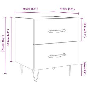 Κομοδίνο Γυαλιστερό Λευκό 40 x 35 x 47,5 εκ. από Επεξεργ. Ξύλο