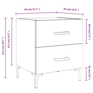 Κομοδίνο Λευκό 40 x 35 x 47,5 εκ. από Επεξεργασμένο Ξύλο