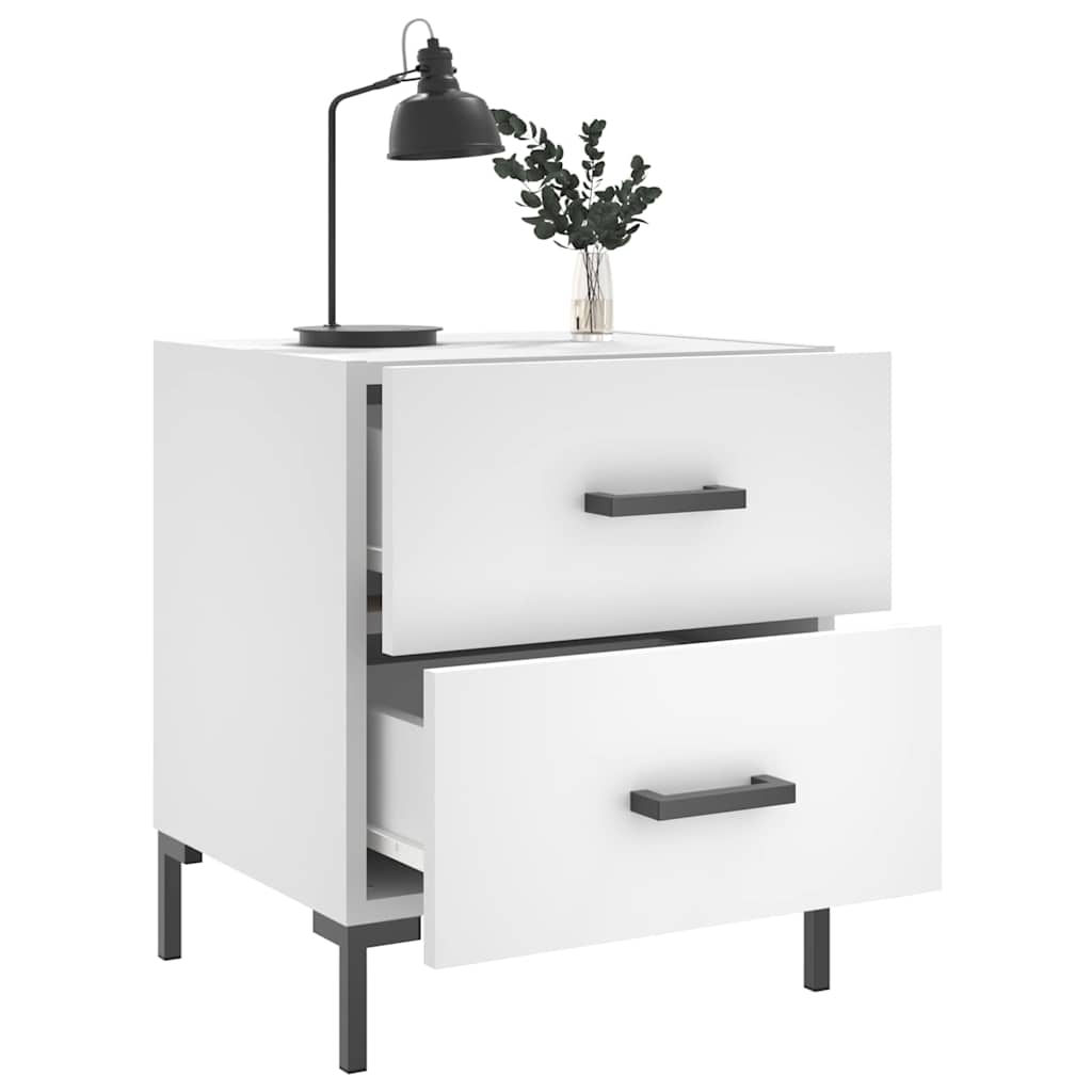 Κομοδίνα 2 τεμ. Λευκά 40 x 35 x 47,5 εκ. από Επεξεργασμένο Ξύλο