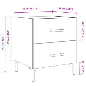 Κομοδίνο Μαύρο 40 x 35 x 47,5 εκ. από Επεξεργασμένο Ξύλο