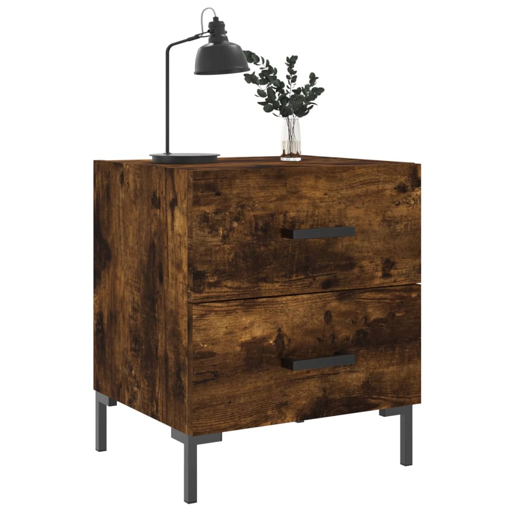 Κομοδίνα 2 τεμ. Καπνιστή Δρυς 40 x 35 x 47,5 εκ. Επεξεργ. Ξύλο