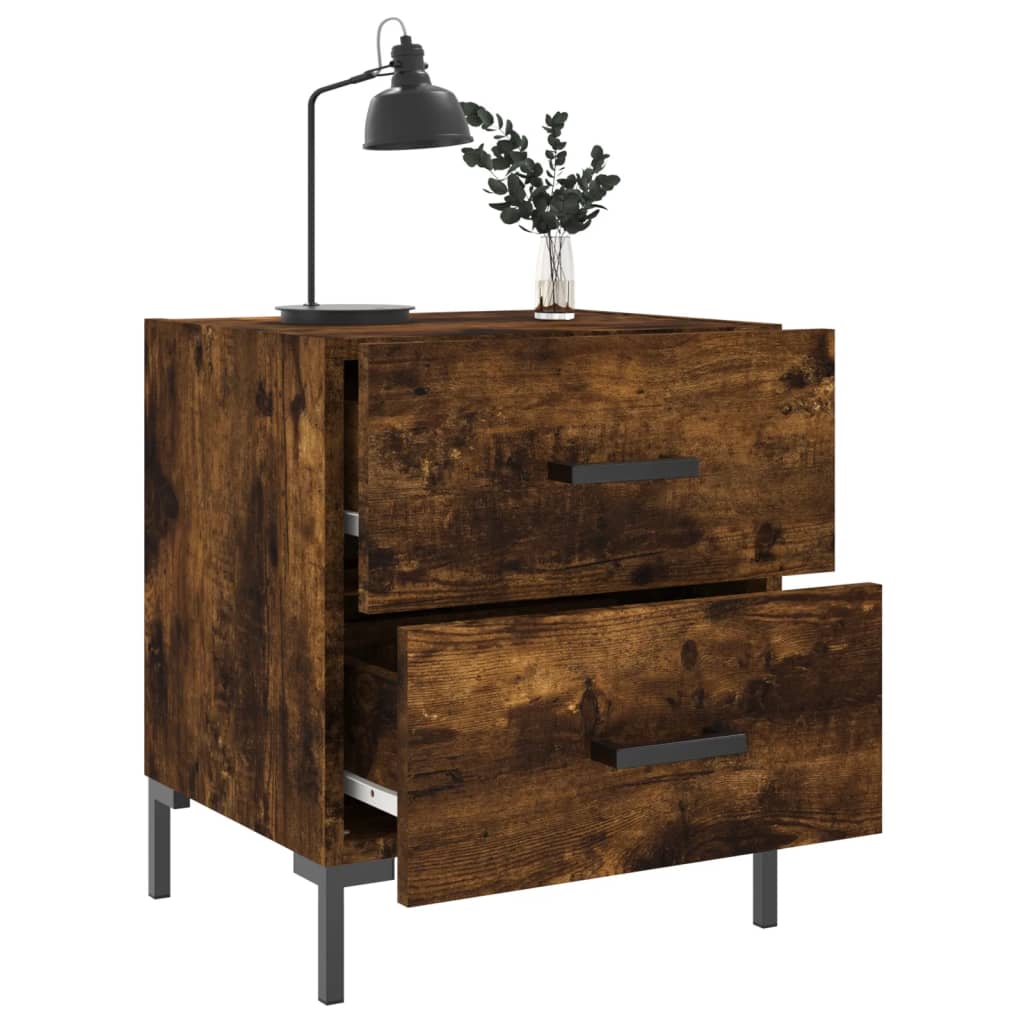 Κομοδίνα 2 τεμ. Καπνιστή Δρυς 40 x 35 x 47,5 εκ. Επεξεργ. Ξύλο