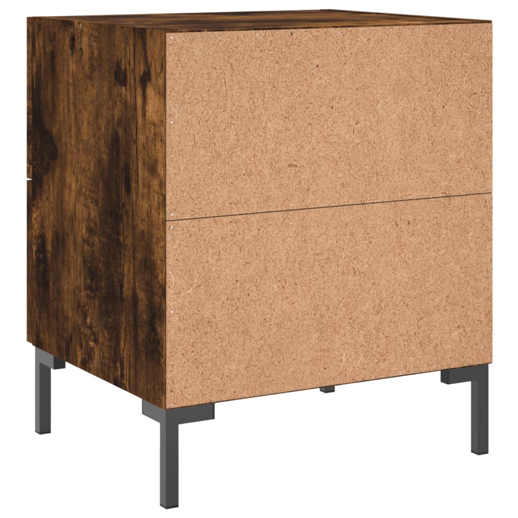 Κομοδίνα 2 τεμ. Καπνιστή Δρυς 40 x 35 x 47,5 εκ. Επεξεργ. Ξύλο