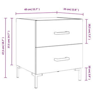 Κομοδίνο Καφέ Δρυς 40 x 35 x 47,5 εκ. από Επεξεργ. Ξύλο