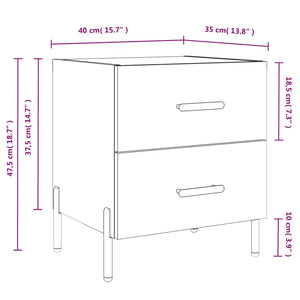 Κομοδίνο Γυαλιστερό Λευκό 40 x 35 x 47,5 εκ. από Επεξεργ. Ξύλο