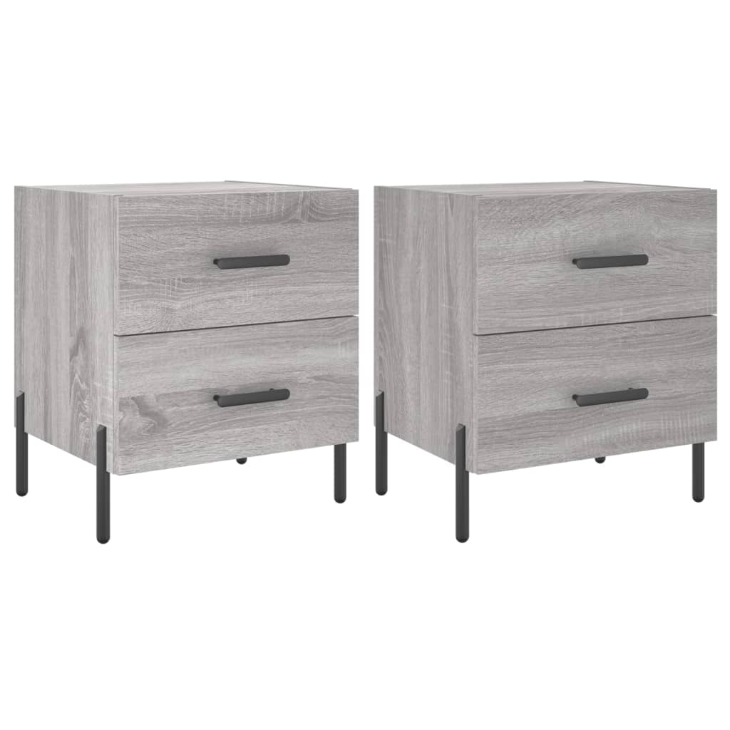Κομοδίνα 2 τεμ. Γκρι Sonoma 40 x 35 x 47,5 εκ. Επεξεργ. Ξύλο