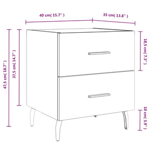 Κομοδίνο Γυαλιστερό Λευκό 40 x 35 x 47,5 εκ. Επεξεργασμένο Ξύλο