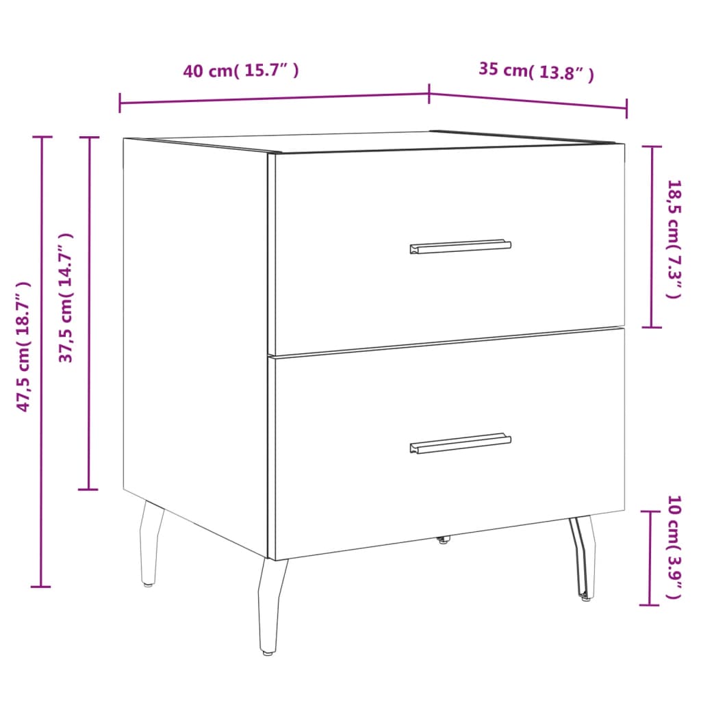 Κομοδίνο Καφέ Δρυς 40 x 35 x 47,5 εκ. από Επεξεργ. Ξύλο