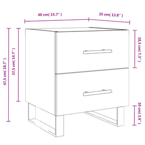 Κομοδίνο Λευκό 40 x 35 x 47,5 εκ. από Επεξεργασμένο Ξύλο