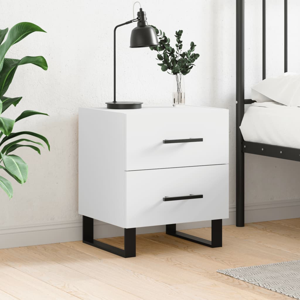 Κομοδίνο Λευκό 40 x 35 x 47,5 εκ. από Επεξεργασμένο Ξύλο