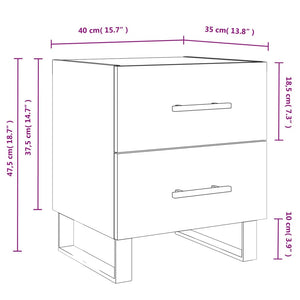 Κομοδίνο Μαύρο 40 x 35 x 47,5 εκ. από Επεξεργασμένο Ξύλο