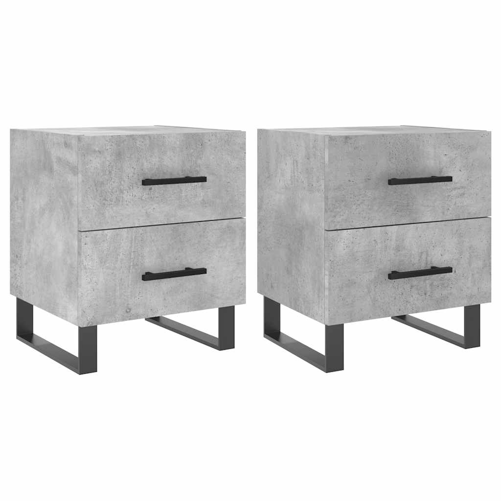 Κομοδίνα 2 τεμ. Γκρι Σκυροδεμ. 40 x 35 x 47,5 εκ. Επεξεργ. Ξύλο