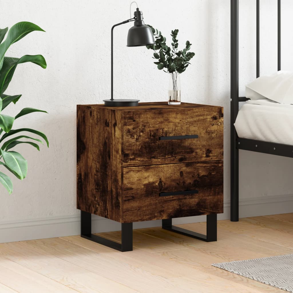 Κομοδίνο Καπνιστή Δρυς 40 x 35 x 47,5 εκ. από Επεξεργ. Ξύλο