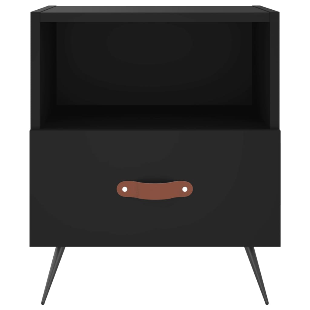 Κομοδίνα 2 τεμ. Μαύρα 40 x 35 x 47,5 εκ. από Επεξεργασμένο Ξύλο