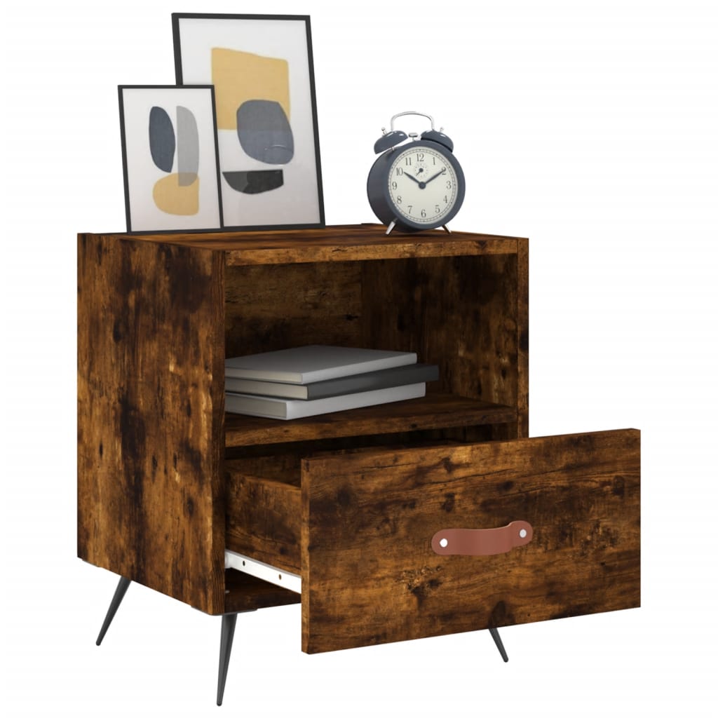 Κομοδίνο Καπνιστή Δρυς 40 x 35 x 47,5 εκ. από Επεξεργ. Ξύλο