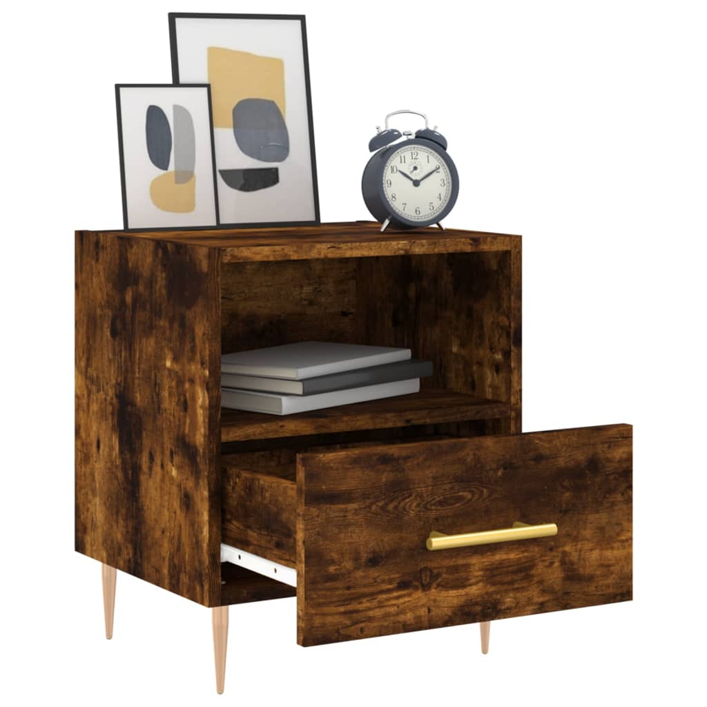 Κομοδίνο Καπνιστή Δρυς 40 x 35 x 47,5 εκ. από Επεξεργ. Ξύλο