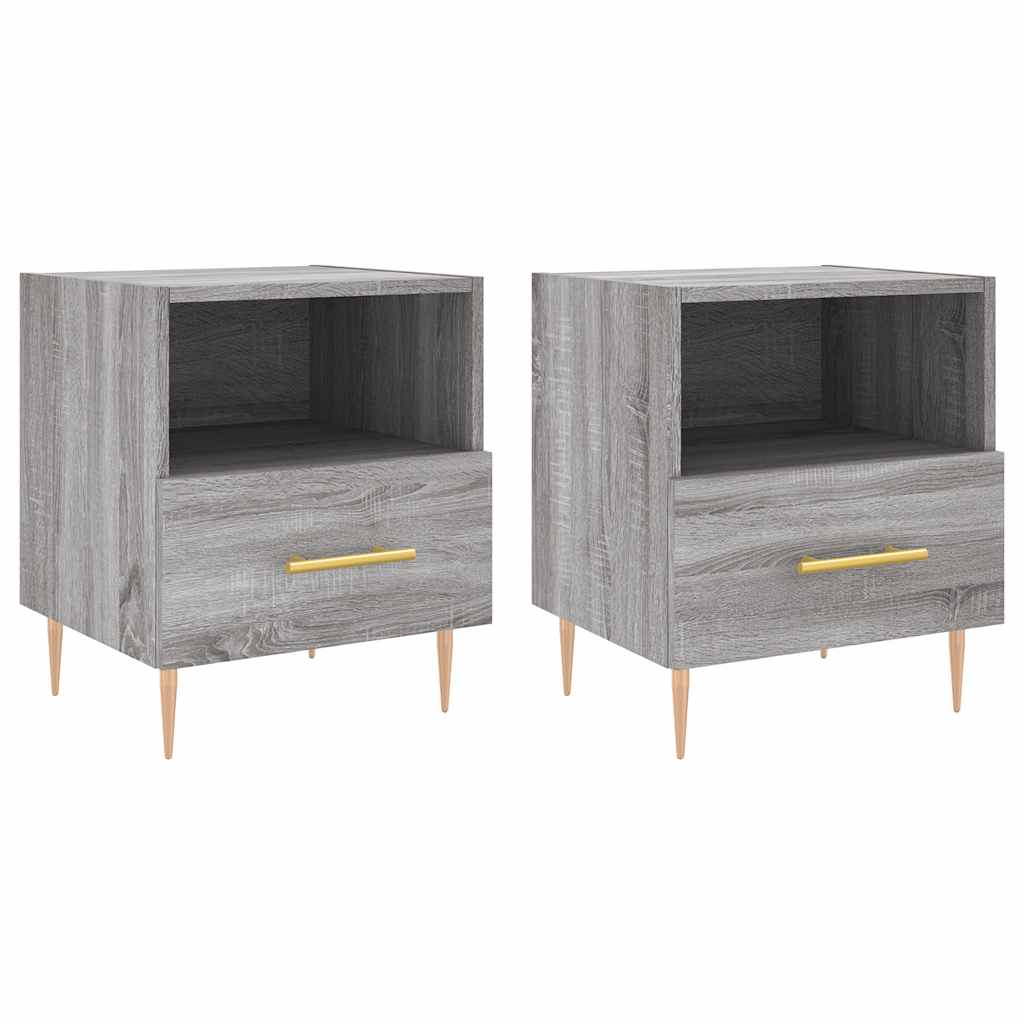 Κομοδίνα 2 τεμ. Γκρι Sonoma 40 x 35 x 47,5 εκ. Επεξεργ. Ξύλο