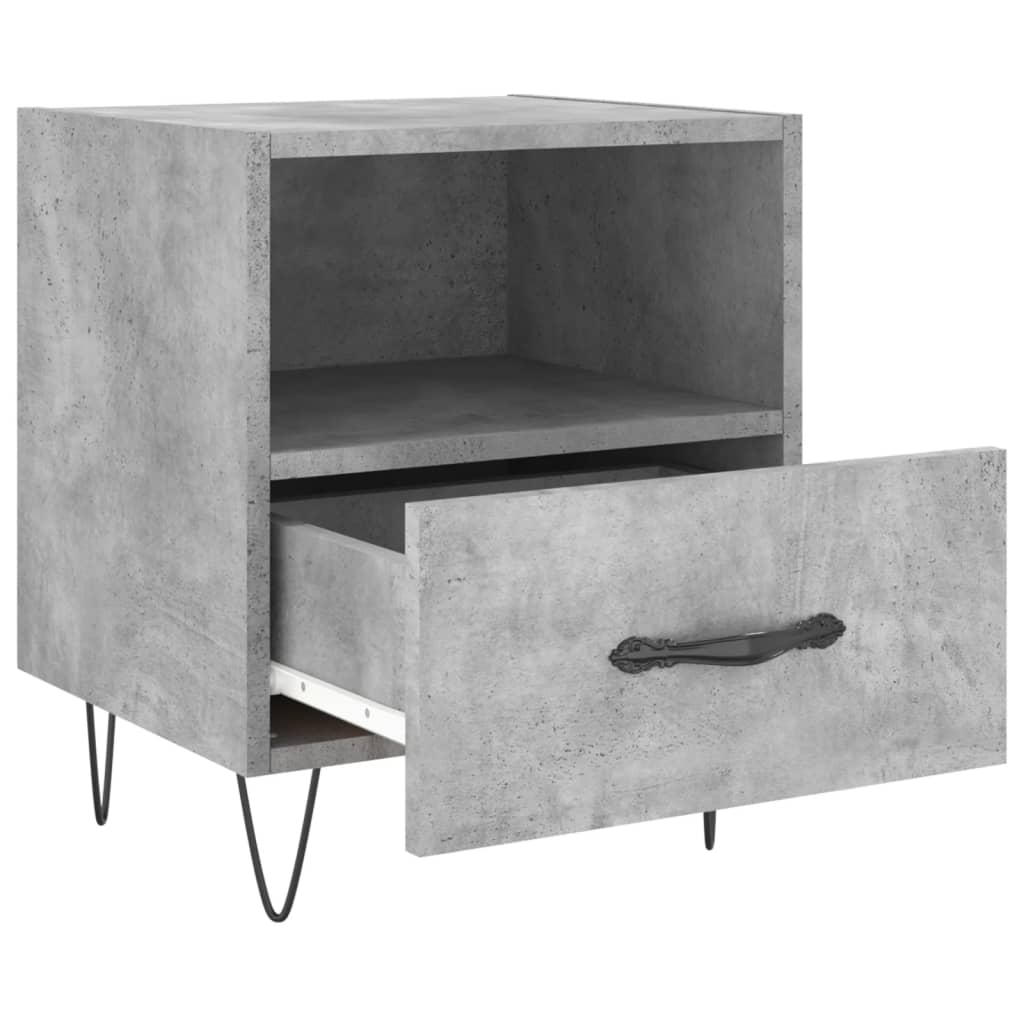 Κομοδίνα 2 τεμ. Γκρι Σκυροδεμ. 40 x 35 x 47,5 εκ. Επεξεργ. Ξύλο