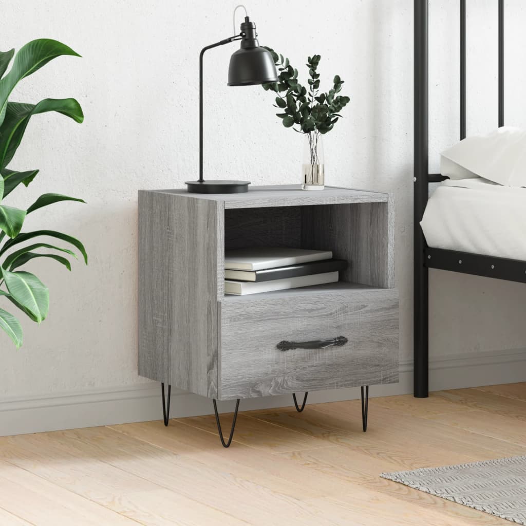 Κομοδίνο Γκρι Sonoma 40 x 35 x 47,5 εκ. από Επεξεργασμένο Ξύλο