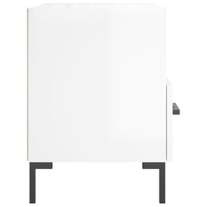 Κομοδίνα 2 τεμ. Γυαλ. Λευκό 40x35x47,5 εκ. Επεξεργασμένο Ξύλο