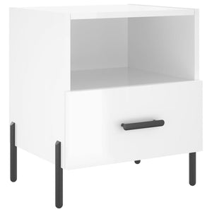 Κομοδίνα 2 τεμ. Γυαλ. Λευκό 40x35x47,5 εκ. Επεξεργασμένο Ξύλο