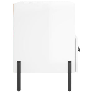 Κομοδίνα 2 τεμ. Γυαλ. Λευκό 40x35x47,5 εκ. Επεξεργασμένο Ξύλο