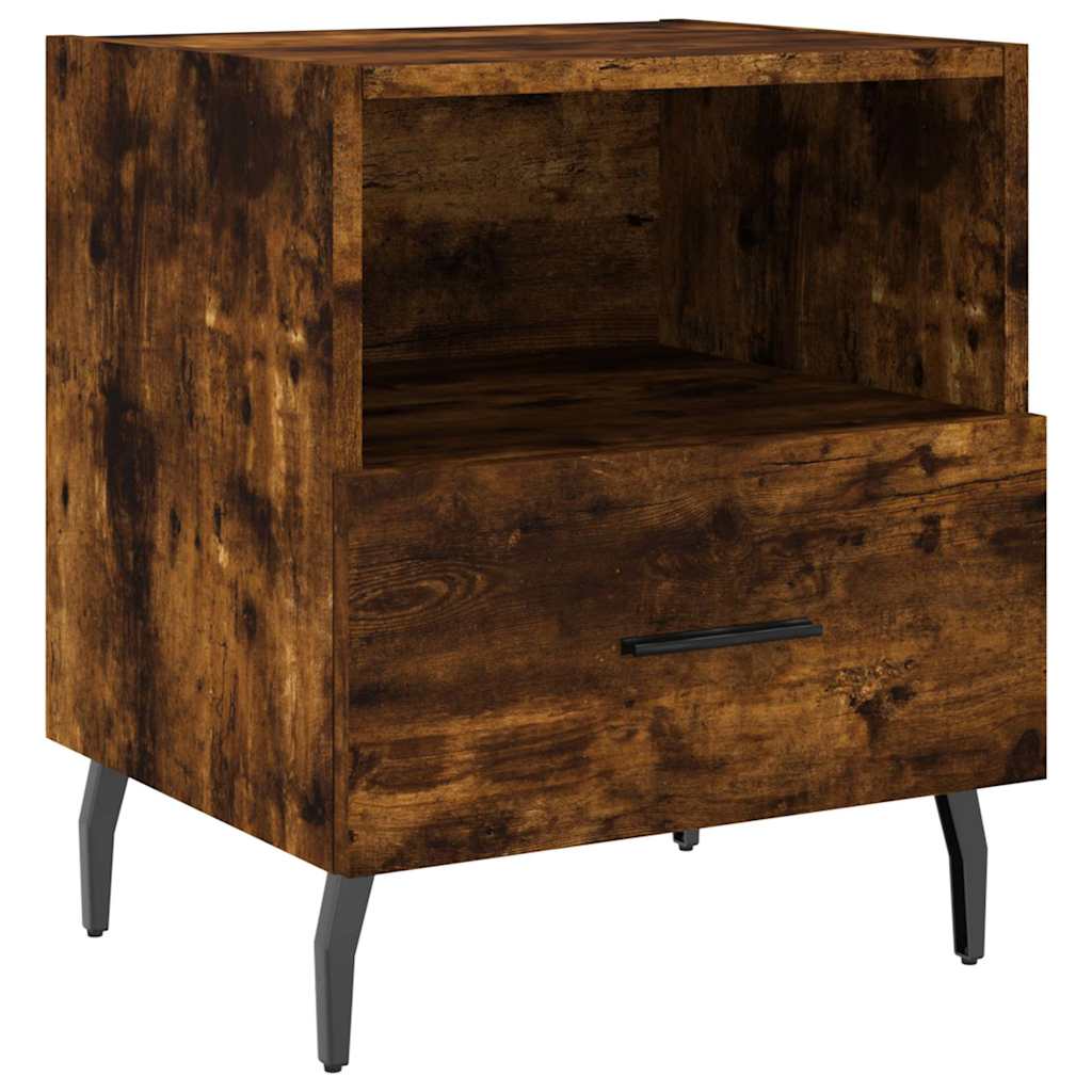 Κομοδίνα 2 τεμ. Καπνιστή Δρυς 40 x 35 x 47,5 εκ. Επεξεργ. Ξύλο