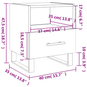Κομοδίνο Λευκό 40 x 35 x 47,5 εκ. από Επεξεργασμένο Ξύλο - Pakobazaar