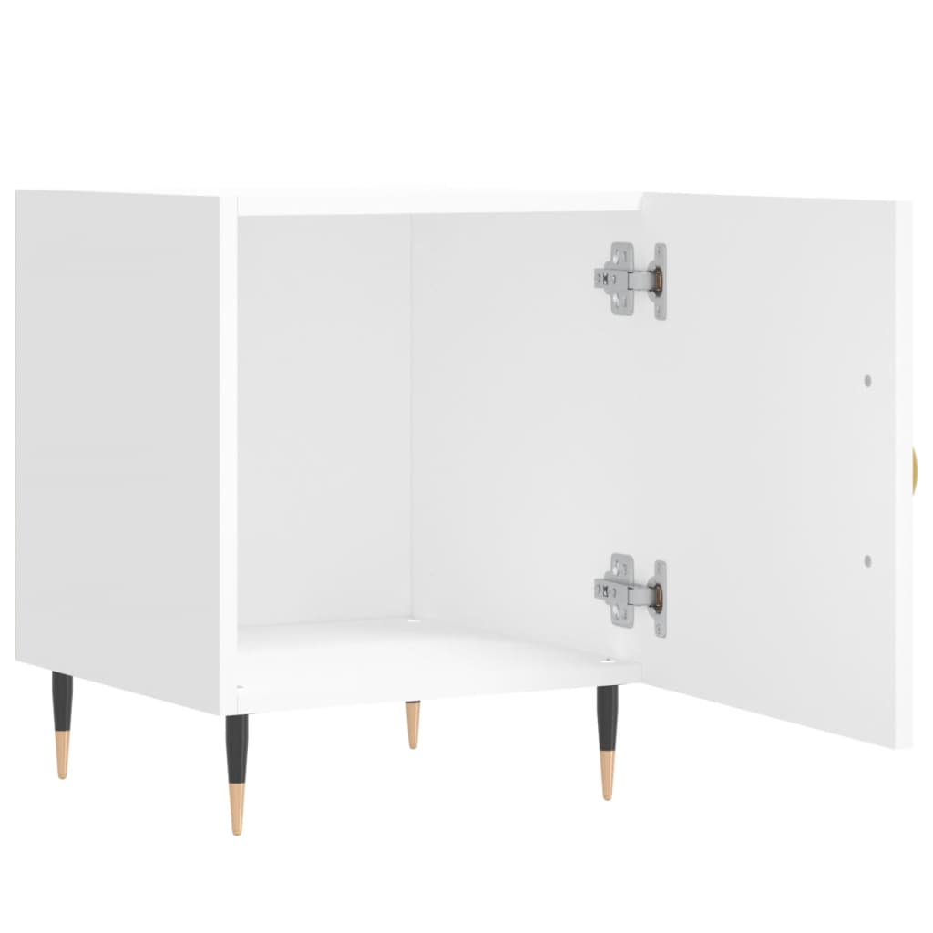 Κομοδίνα 2 τεμ. Λευκά 40 x 40 x 50 εκ. από Επεξεργασμένο Ξύλο