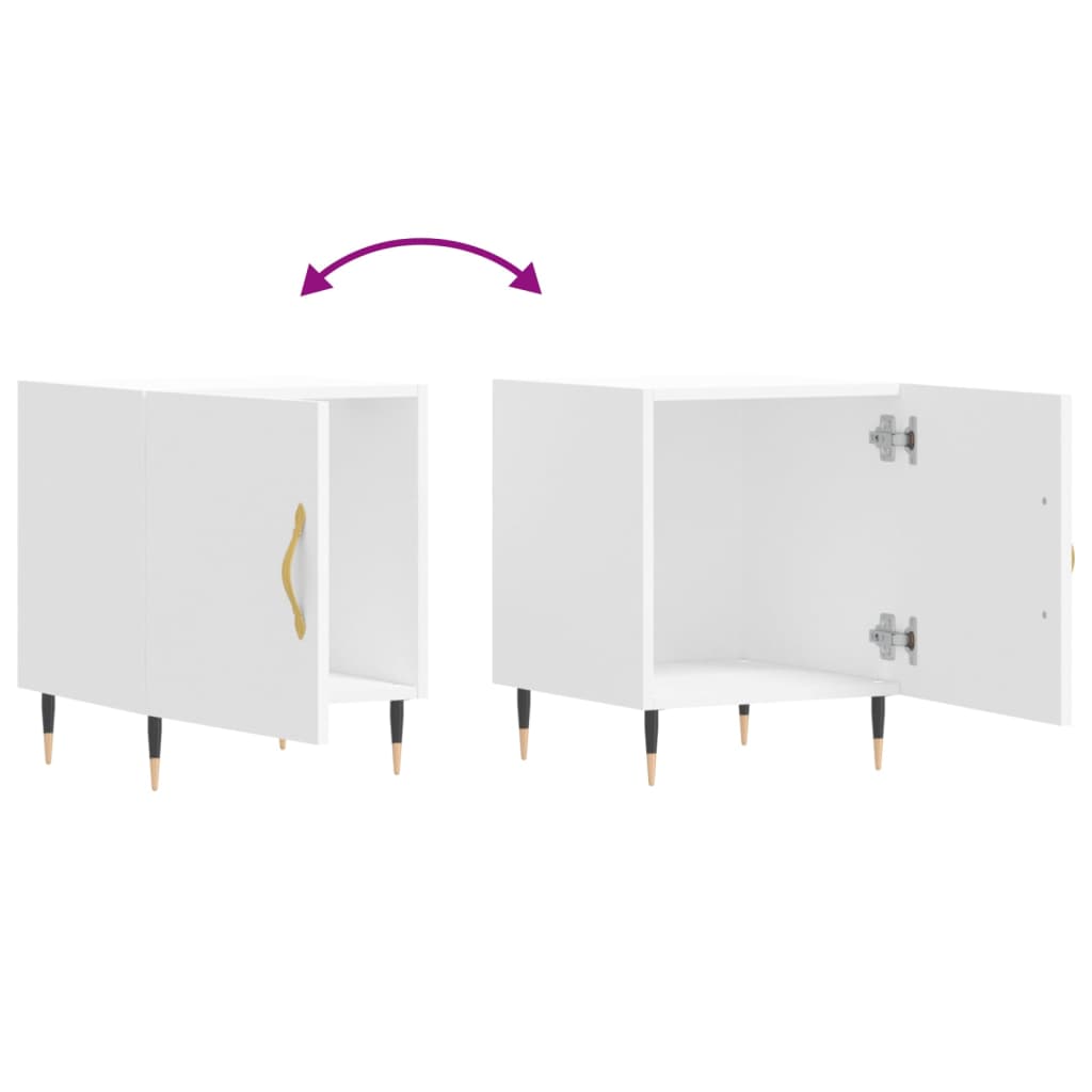 Κομοδίνα 2 τεμ. Λευκά 40 x 40 x 50 εκ. από Επεξεργασμένο Ξύλο