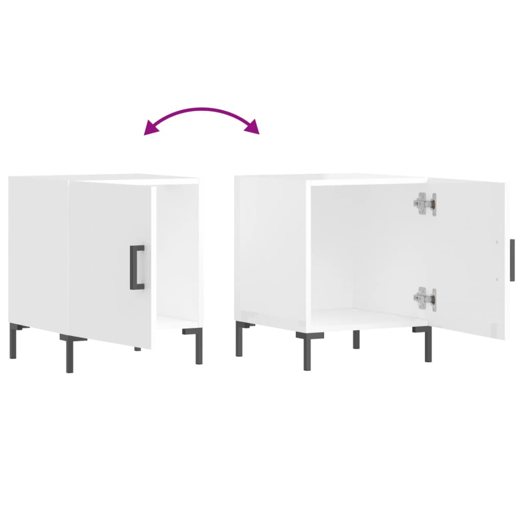 Κομοδίνα 2 τεμ. Γυαλ. Λευκό 40 x 40 x 50 εκ. από Επεξεργ. Ξύλο