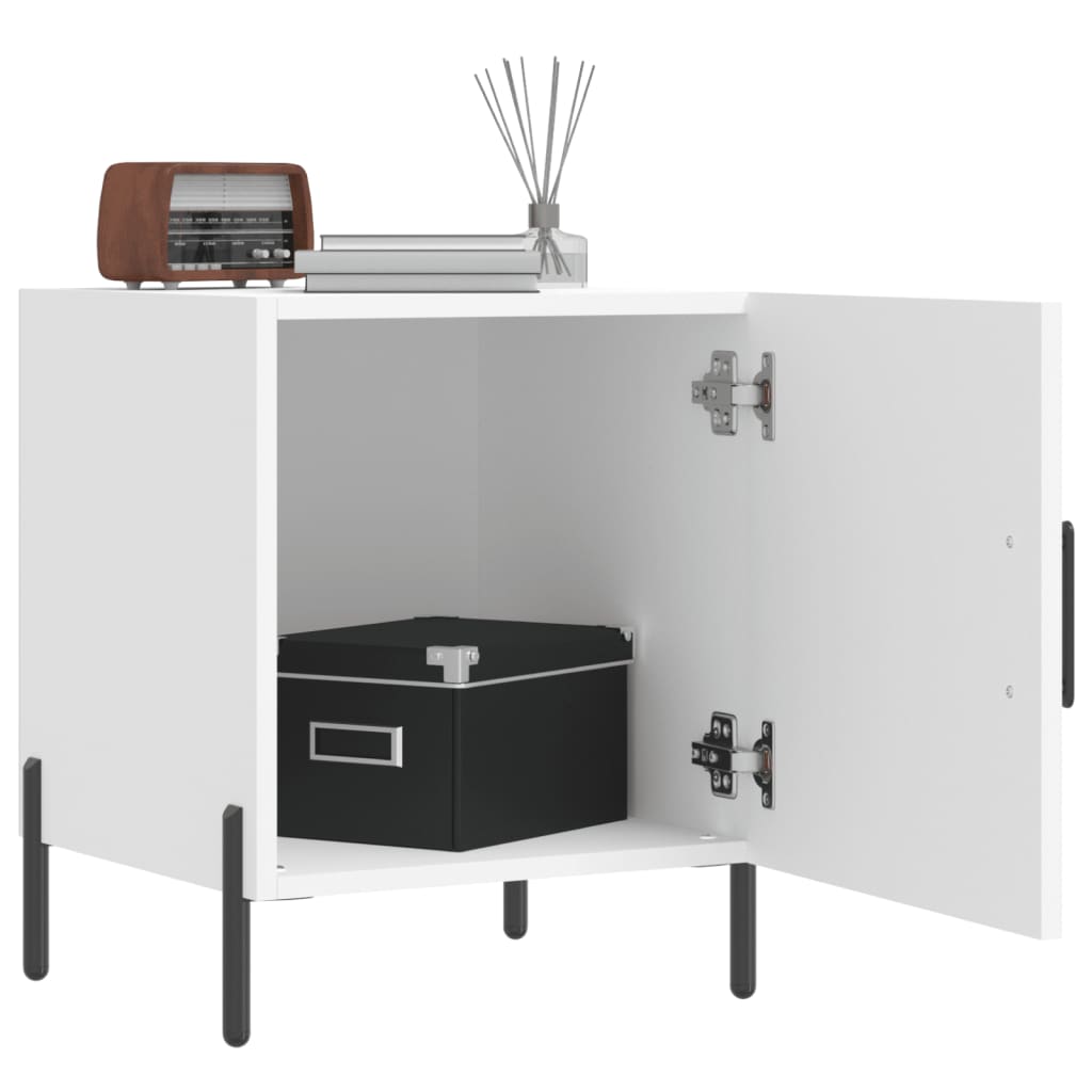 Κομοδίνα 2 τεμ. Λευκά 40 x 40 x 50 εκ. από Επεξεργασμένο Ξύλο