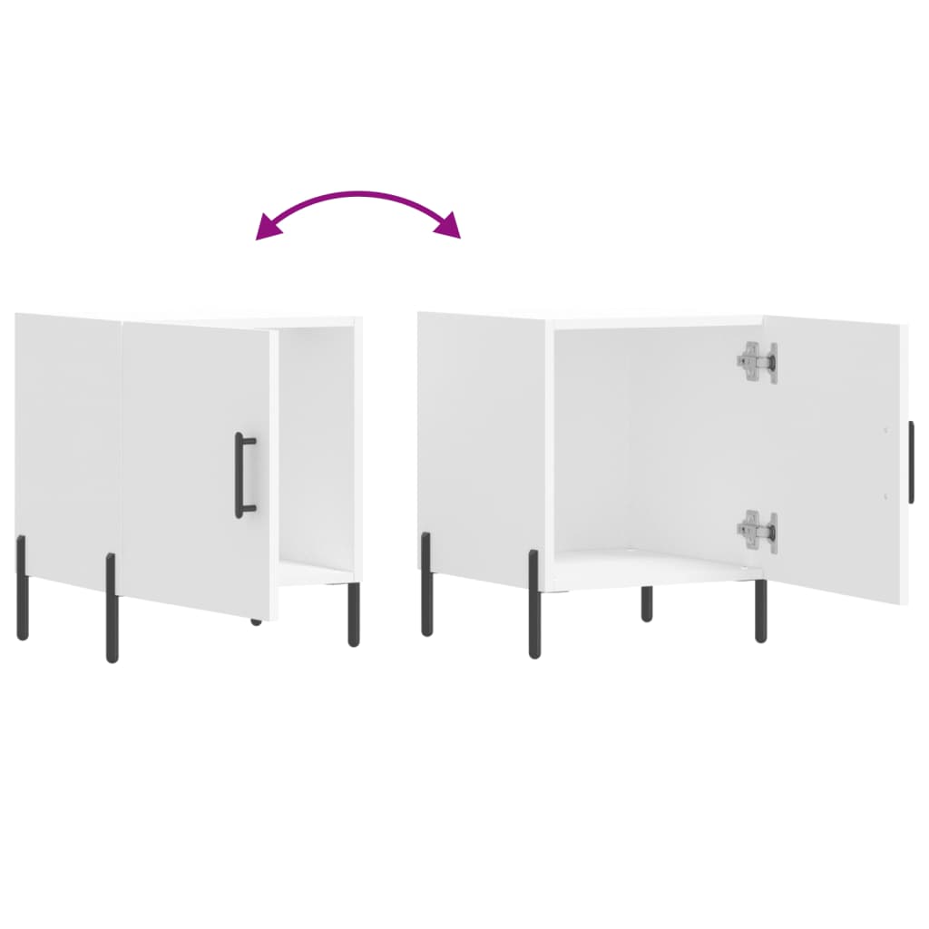 Κομοδίνα 2 τεμ. Λευκά 40 x 40 x 50 εκ. από Επεξεργασμένο Ξύλο
