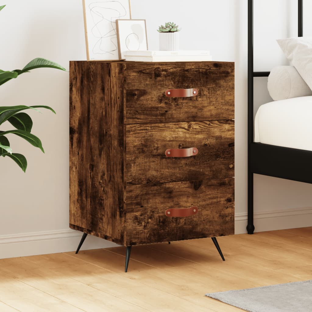 Κομοδίνο Καπνιστή Δρυς 40 x 40 x 66 εκ. από Επεξεργασμένο Ξύλο