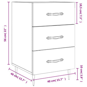 Κομοδίνο Καπνιστή Δρυς 40 x 40 x 66 εκ. από Επεξεργασμένο Ξύλο