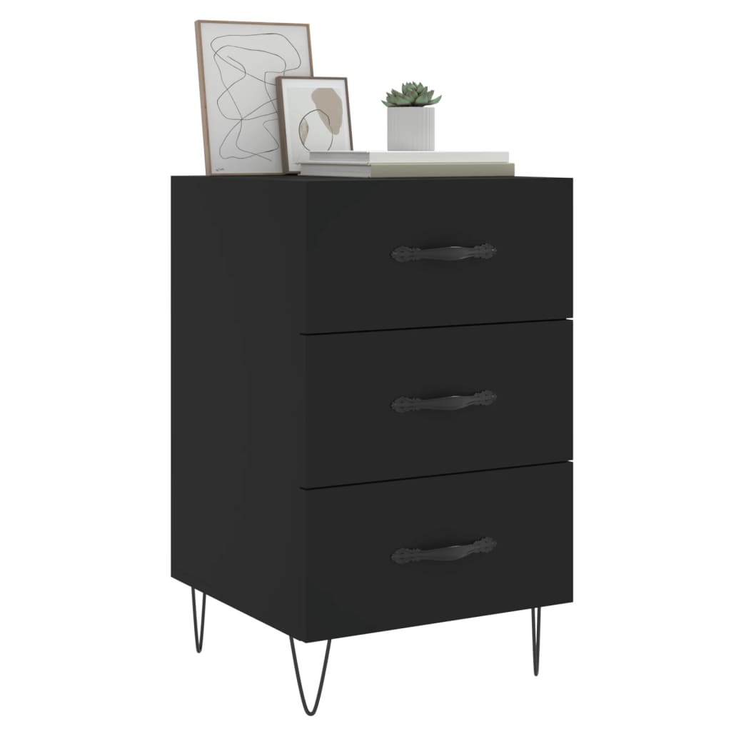 Κομοδίνο Μαύρο 40 x 40 x 66 εκ. από Επεξεργασμένο Ξύλο