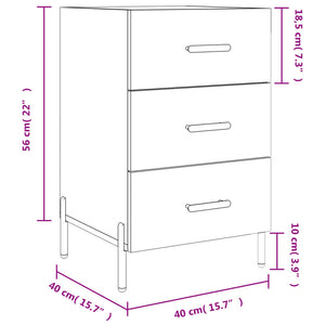 Κομοδίνο Γκρι Σκυροδέματος 40x40x66 εκ. από Επεξεργασμένο Ξύλο