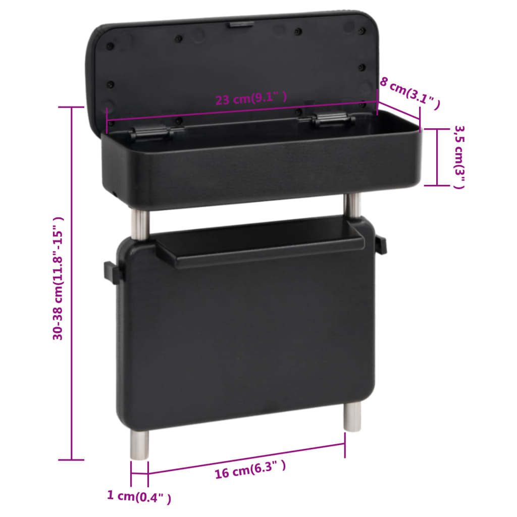 Τεμπέλης Αυτοκινήτου Γενικής Χρήσης Μαύρος 23x8x(30-38) εκ. ABS - Pakobazaar