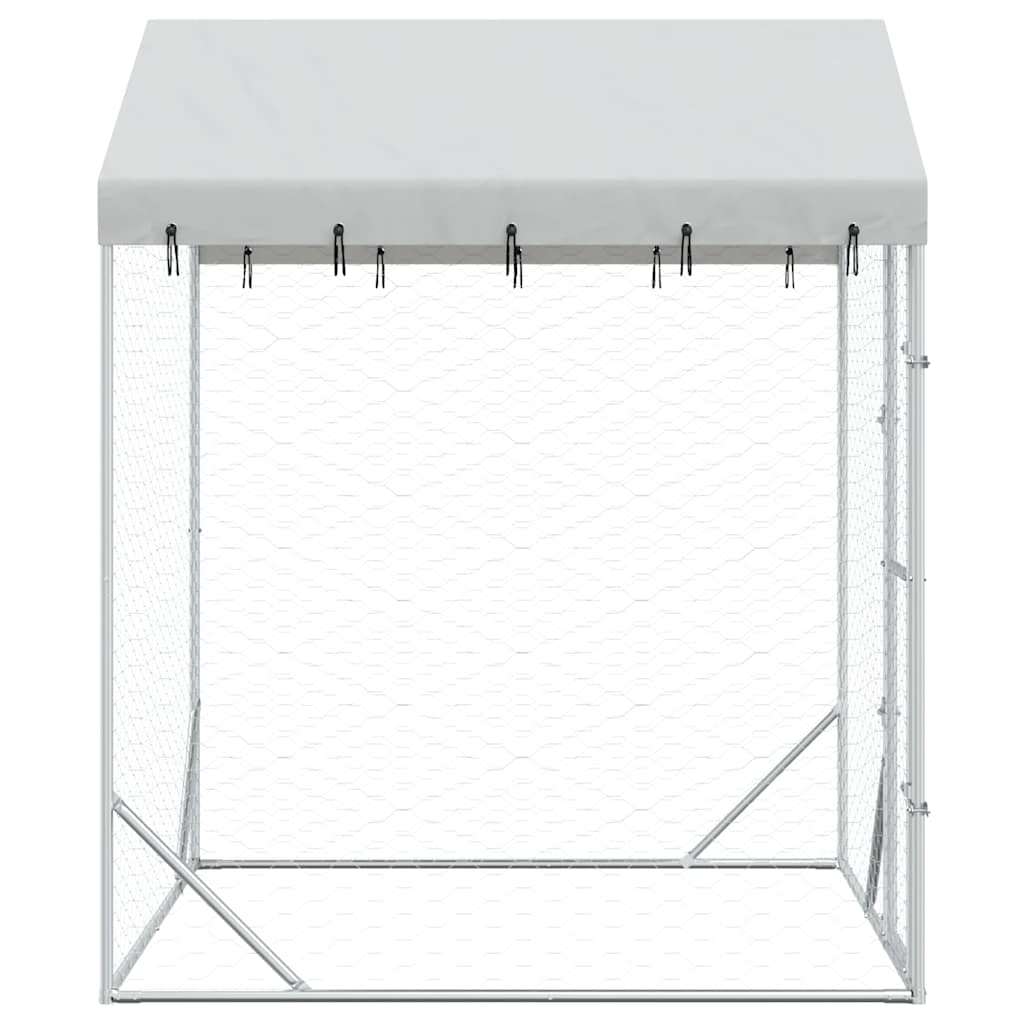 Κλουβί Σκύλου Εξ. Χώρου με Οροφή Ασημί 2x2x2,5 μ. Γαλβ. Ατσάλι - PAKOBAZAAR